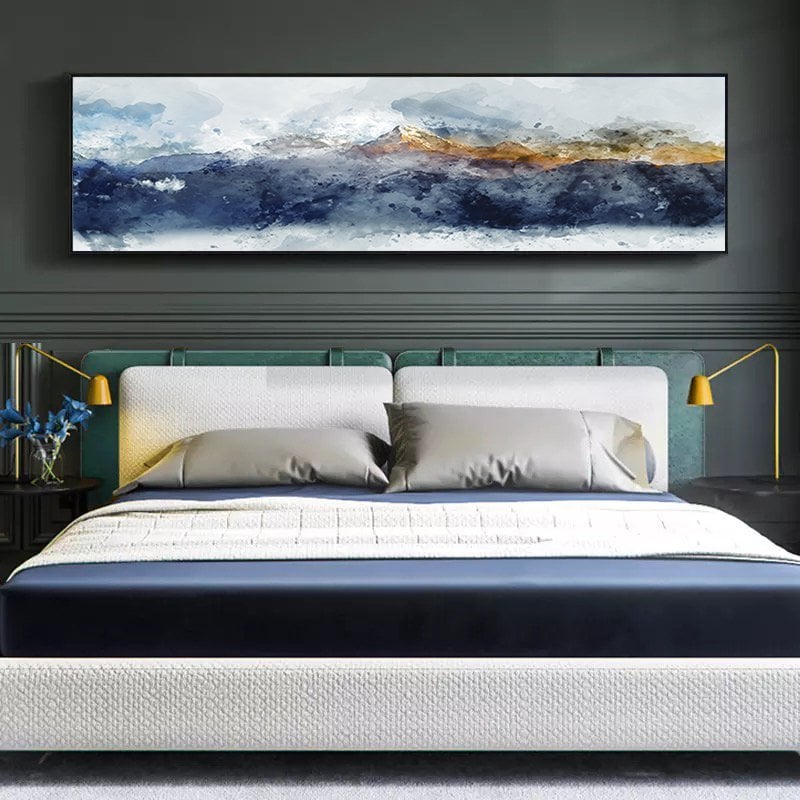 120x50cm Panoramik Kanvas Tuval Tablo Puslu Dağ Kod: P066