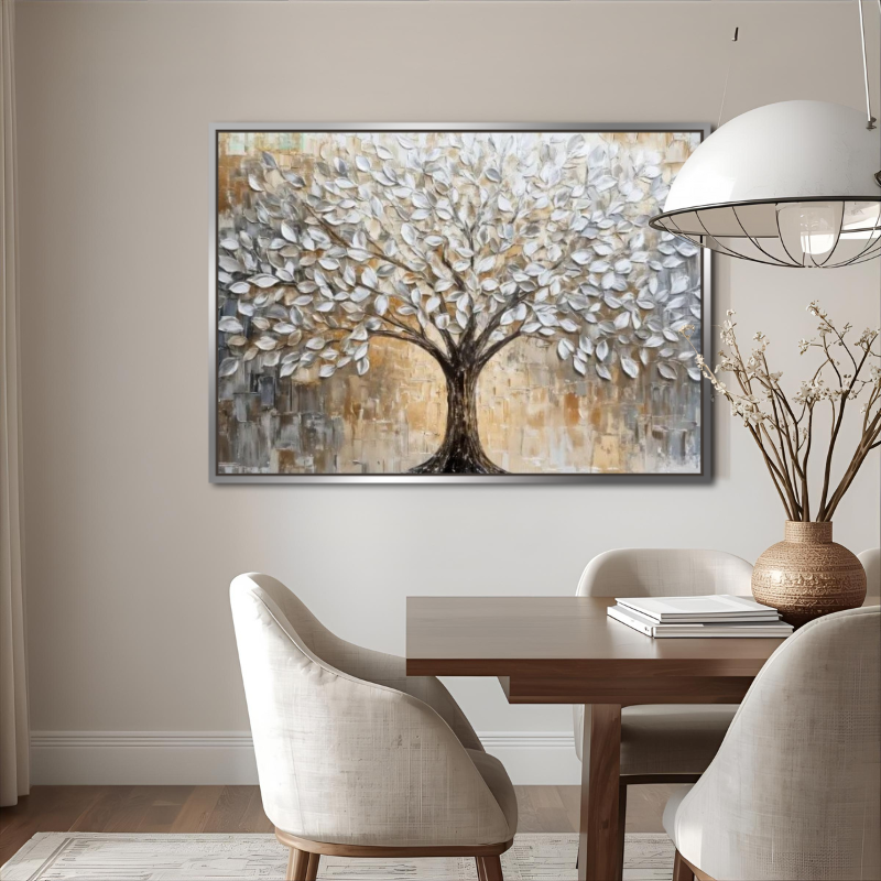 Kanvas Tuval Tablo Gümüş Para Ağacı Kod: EYL170 70x120cm Fark Bedeli