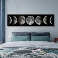 120x50cm Panoramik Kanvas Tuval Tablo Ay'ın Evreleri Kod: P068 Altın Metal Çerçeve-