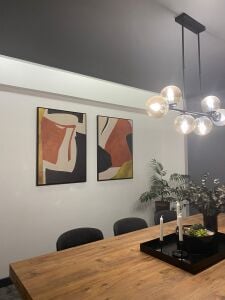 İkili Kanvas Tuval Tablo Turuncu Soyut CTN67-K