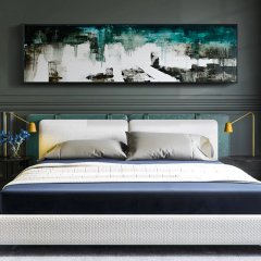 120x50cm Panoramik Kanvas Tuval Tablo Soyut Kod: P070 Altın Metal Çerçeve-