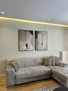 İkili Kanvas Tuval Tablo Modern Bej Soyut Kod: LK460-K