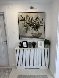 Yağlı Boya Dokulu Kabartmalı Vazoda Zeytin Yaprakları Tablo