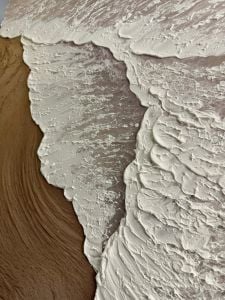 Yağlı Boya Dokulu Kabartmalı Kumsala Vuran Dalgalar Tablo 70x120cm