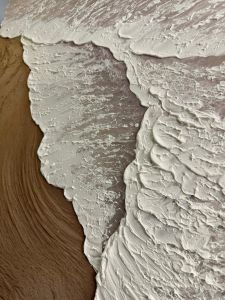 Yağlı Boya Dokulu Kabartmalı Kumsala Vuran Dalgalar Tablo 70x120cm