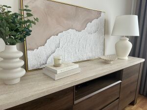 Yağlı Boya Dokulu Kabartmalı Kumsala Vuran Dalgalar Tablo 70x120cm