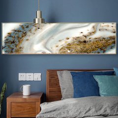 120x50cm Panoramik Kanvas Tuval Tablo Gold Epoksi Kod: P077 Altın Metal Çerçeve-