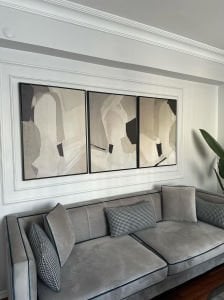 Üçlü Kanvas Tuval Tablo Seti Bej Soyut Kod: LK460-S-K