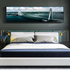 120x50cm Panoramik Kanvas Tuval Tablo Bridge Kod: P082 Altın Metal Çerçeve-