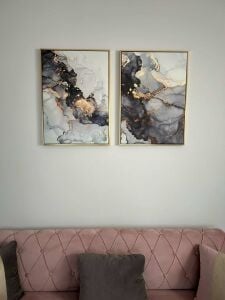 İkili Kanvas Tuval Tablo Soyut Mermer Kod: K5152-S