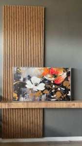 Yağlı Boya Dokulu Kabartmalı Büyük Çiçekler Tablo