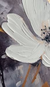 Yağlı Boya Dokulu Kabartmalı Büyük Çiçekler Tablo