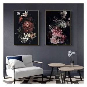 İkili Kanvas Tuval Tablo Flowers Kod: LK758-K
