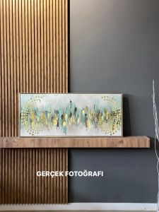 120x50cm Panoramik Kanvas Tuval Tablo Gold Detay Soyut Kod: TLH88-K