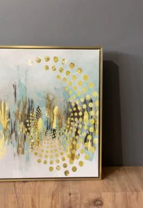 120x50cm Panoramik Kanvas Tuval Tablo Gold Detay Soyut Kod: TLH88-K