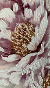 Yağlı Boya Dokulu Kabartmalı Pembe Çiçekler Tablosu