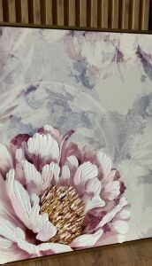 Yağlı Boya Dokulu Kabartmalı Pembe Çiçekler Tablosu