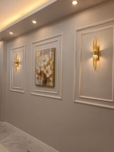 Kanvas Tablo Altın Detaylı Eskitme Çiçekler Kod: EYL149