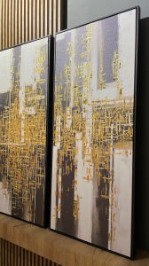 50x120cm İkili Yağlı Boya Dokulu Kabartmalı Tablo