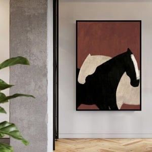Yağlı Boya Dokulu Kabartmalı Abstract Atlar Tablosu V1