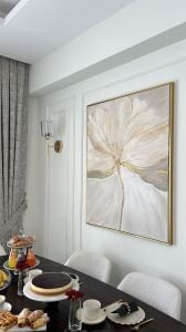 Yağlı Boya Dokulu Kabartmalı Gold Detaylı Zarif Çiçek Tablo