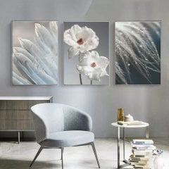 Üçlü Kanvas Tuval Tablo Seti Luxury White Detail Kod: LK727-K