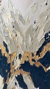 Yağlı Boya Dokulu Kabartmalı Petrol Mavisi Soyut Detaylar Tablo 90x90cm