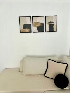 Üçlü Kanvas Tuval Tablo Seti Gold Detaylı Soyut Kod: LK397-K