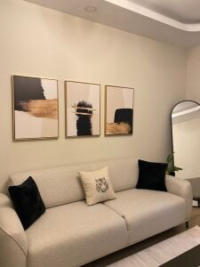 Üçlü Kanvas Tuval Tablo Seti Gold Detaylı Soyut Kod: LK397-K