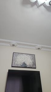 Yağlı Boya Dokulu Vazoda Beyaz Çiçekler Tablosu 90x90cm