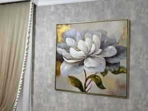 Kanvas Tuval Tablo Gold Detaylı Çiçek Kod: EYL01