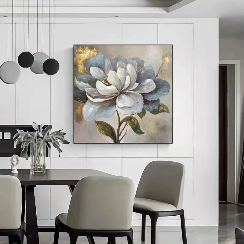 Kanvas Tuval Tablo Gold Detaylı Çiçek Kod: EYL01