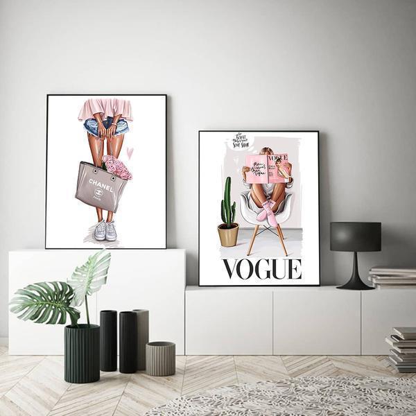 İkili Kanvas Tuval Tablo Chanel&Vogue Fashion Kod: A916-K