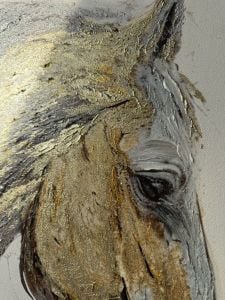 Yağlı Boya Dokulu Kabartmalı Altınlı Soyut At Tablo 70x100cm