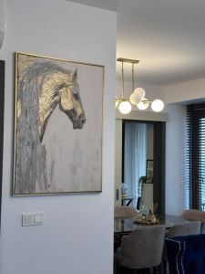 Yağlı Boya Dokulu Kabartmalı Altınlı Soyut At Tablo 70x100cm