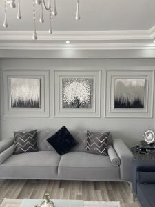 İkili Yağlı Boya Dokulu Kabartmalı Gümüş Varak Tablo