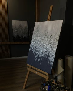 İkili Yağlı Boya Dokulu Kabartmalı Gümüş Varak Tablo