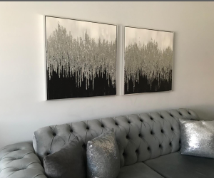 İkili Yağlı Boya Dokulu Kabartmalı Gümüş Varak Tablo