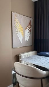 Yağlı Boya Dokulu Kabartmalı Melek Kanadı Tablo
