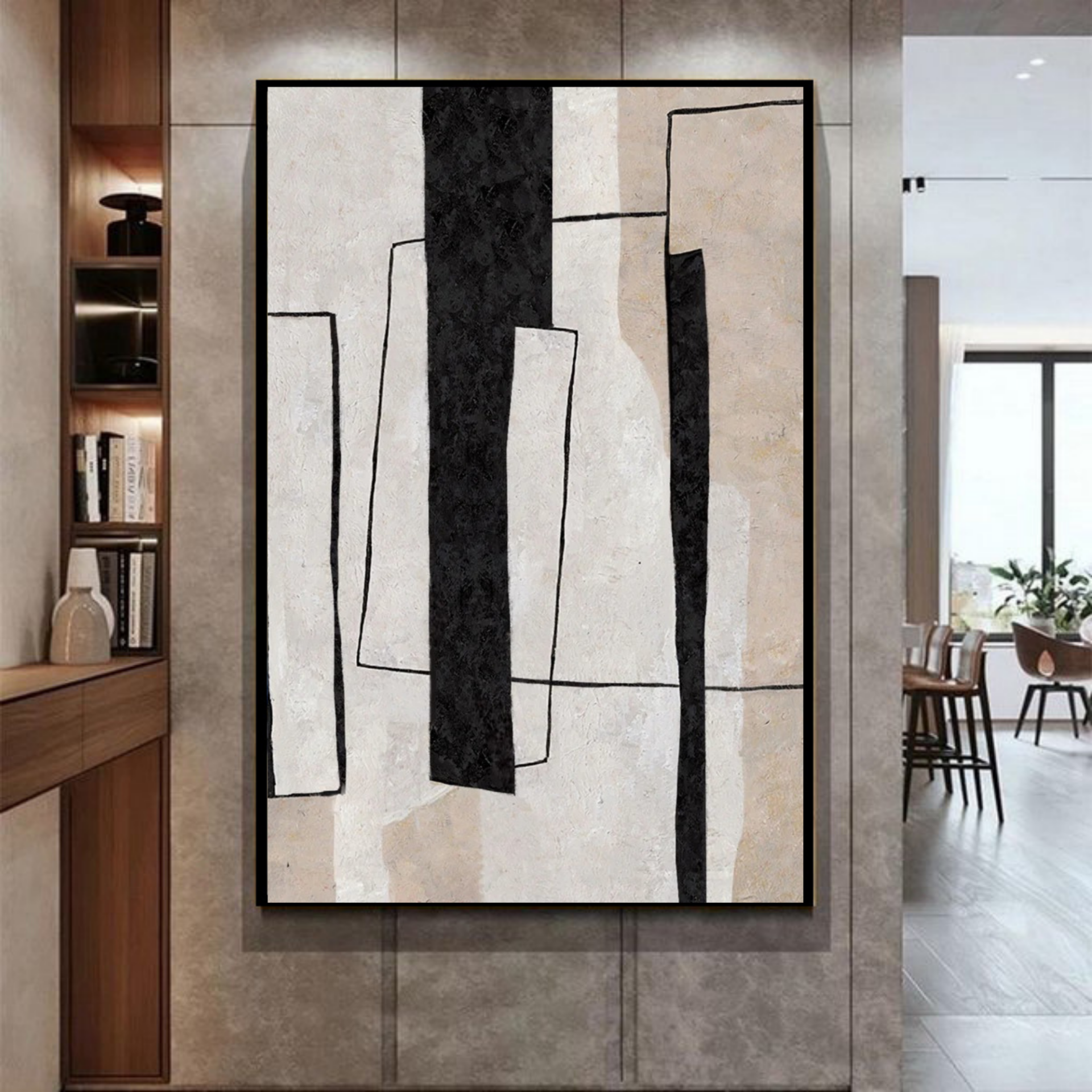 Kanvas Tuval Tablo Soyut Krem Kod: CTN61-K