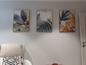 Üçlü Kanvas Tuval Tablo Seti Pastel Yapraklar Kod: EYL45