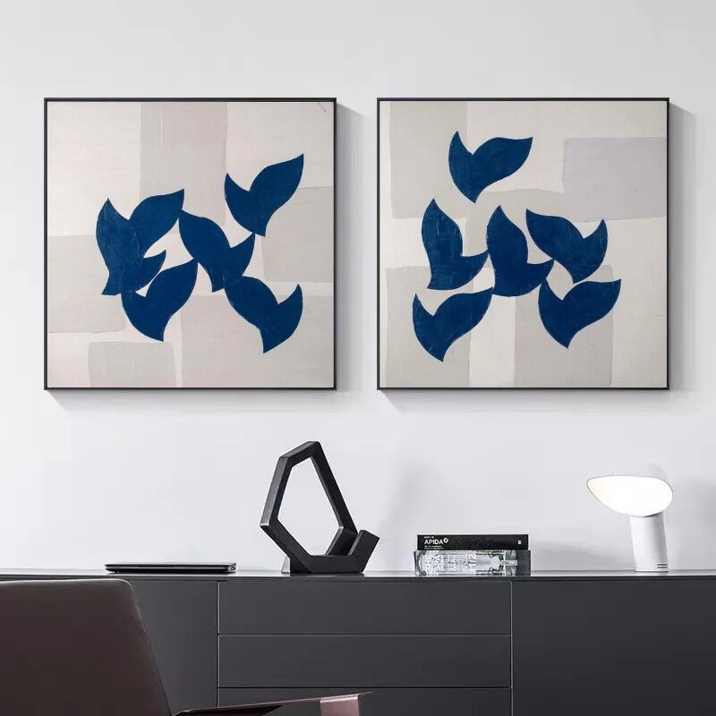İkili Kanvas Tuval Tablo Abstract Blue Kod: EYL02