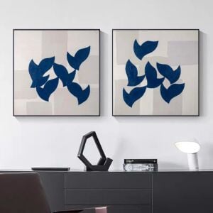 İkili Kanvas Tuval Tablo Abstract Blue Kod: EYL02