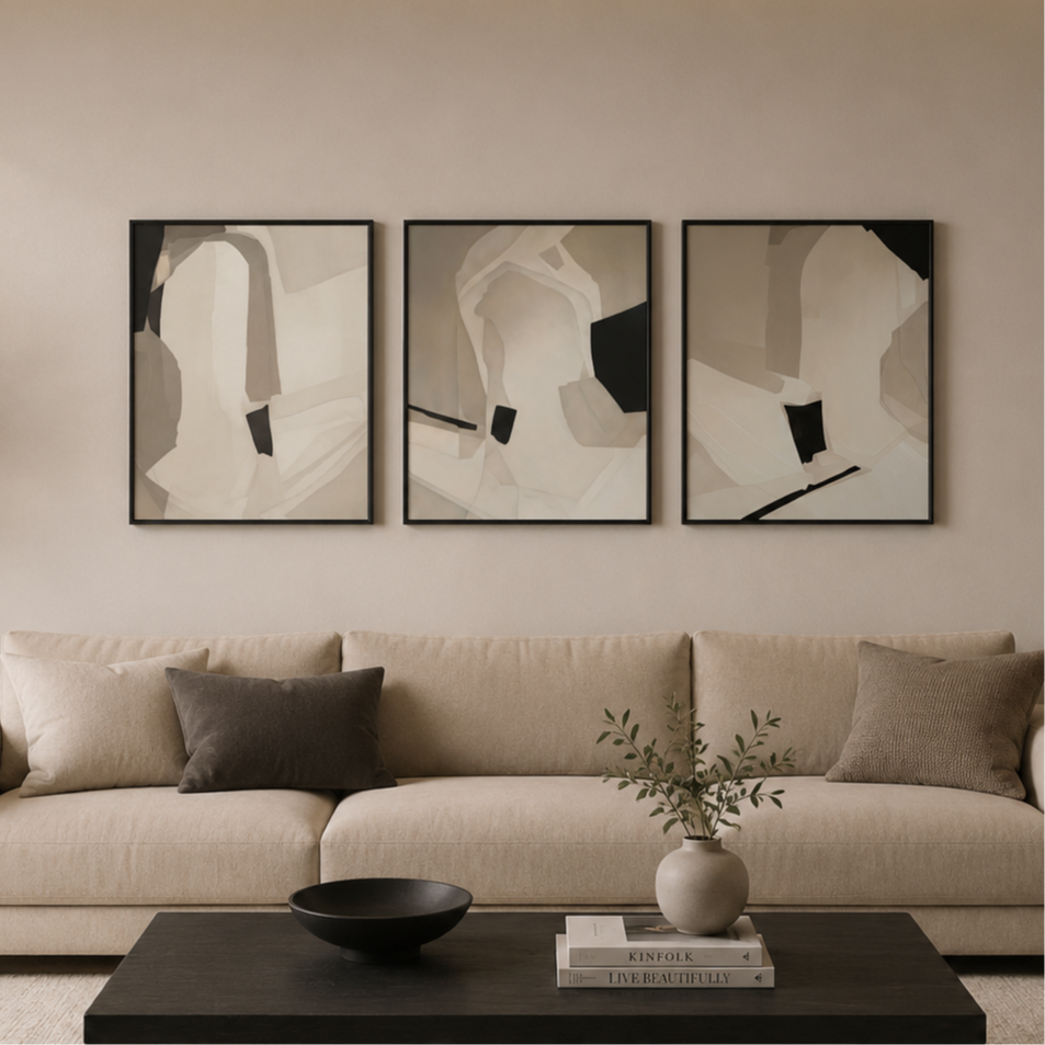 40x50cm Üçlü Çerçeveli Tuval Tablo Seti