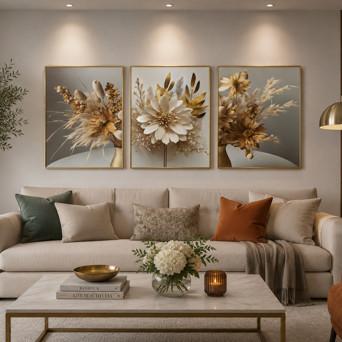 40x50cm Çerçeveli Tuval Tablo Üçlü Set