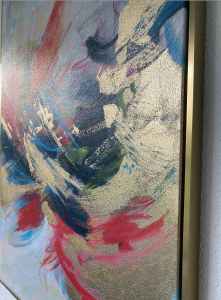 Altın Varak Boya Dokulu Soyut Tablo 60x90cm
