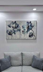 Kanvas Tuval Tablo Soğuk Mavi Çiçekler Kod: CB5523-X