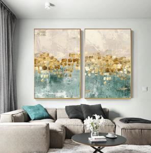 İkili Kanvas Tuval Tablo Golden Detail  Kod: A989-K