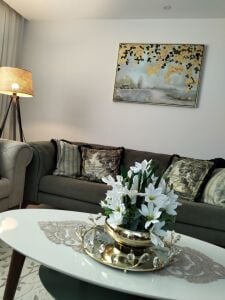 Yağlı Boya Dokulu Kabartmalı Gold Yapraklar Tablo