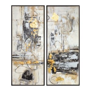 50x120cm İkili Yağlı Boya Dokulu Kabartmalı Tablo